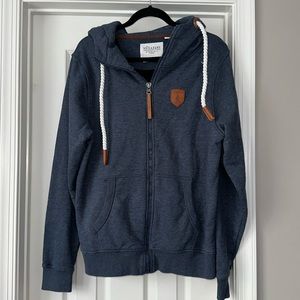 Wanakome Navy Blue Hoodie with Brown Accents